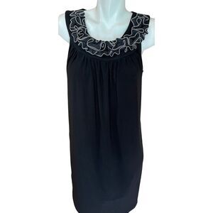 Blu Sage Black Dress Ruffle Zipper Neckline Med